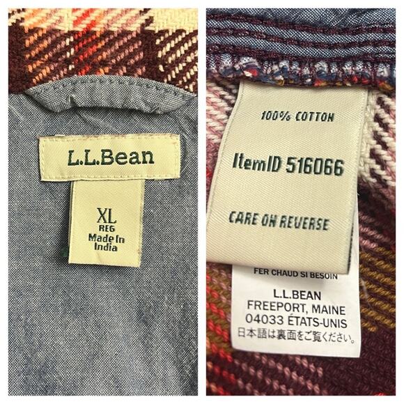LL Bean Shacket Shirt Button Down Flannel Pink Plaid Top Women’s Size XL - Picture 8 of 10